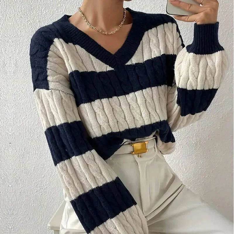 Grace dames gestreepte gebreide pullover