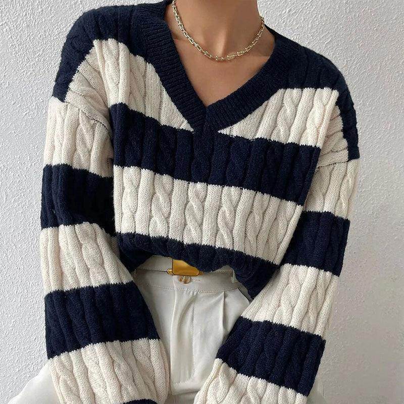Grace dames gestreepte gebreide pullover
