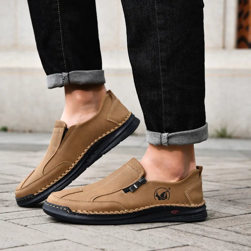 Men's Water-Resistant Slip-On Loafers with Orthopedic Support and Non-Slip Sole