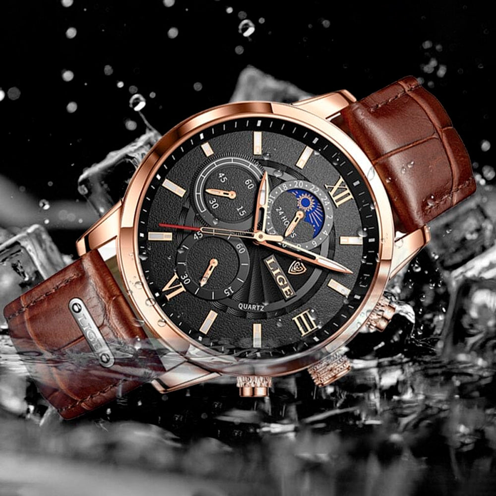 Noir Refined Leather Watch | Vinnci