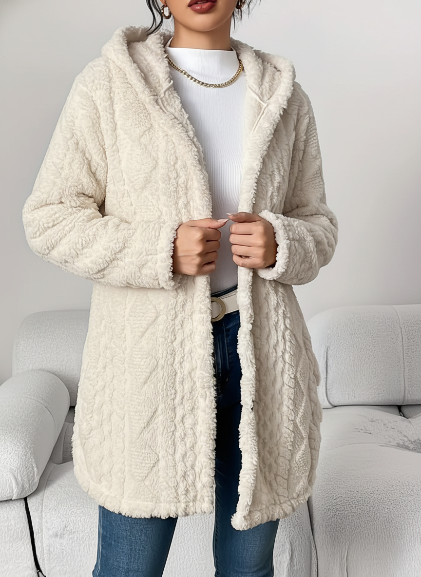 Fleece damescardigan met capuchon – Louise