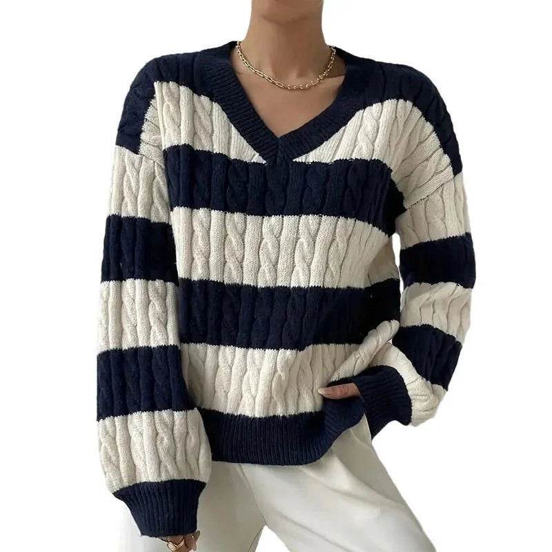 Grace dames gestreepte gebreide pullover