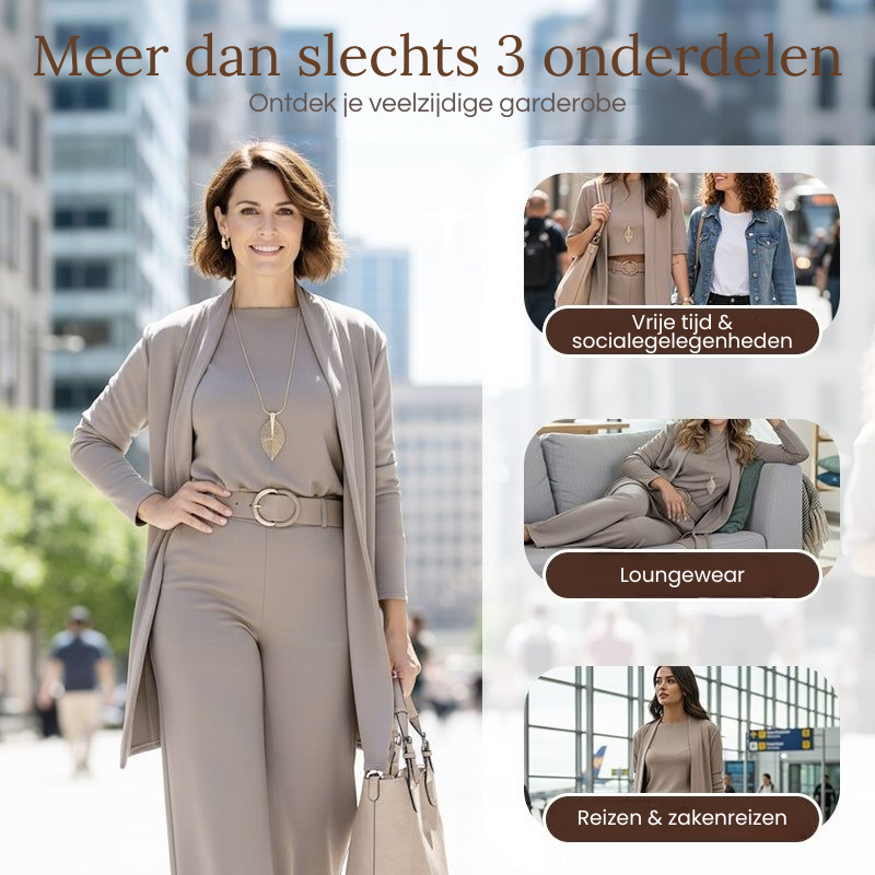 Elena – Elegant dames set van 3 delen (vest, top en broek)