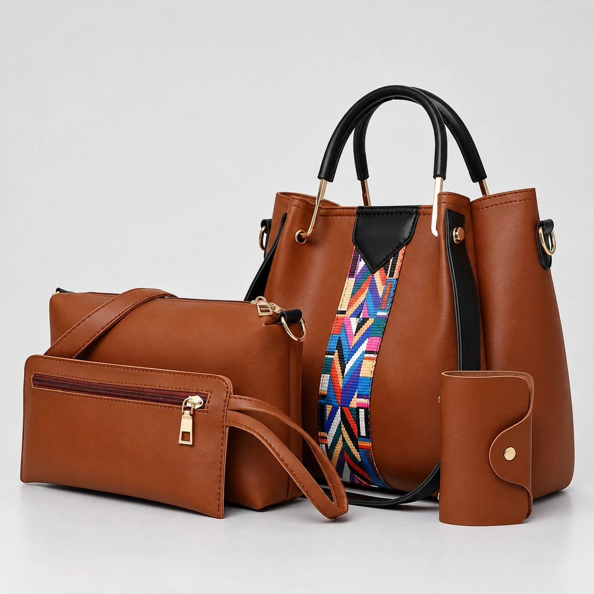 Allure | Women's 4-Piece Handbag – Tote, Crossbody, Wallet & Pouch
