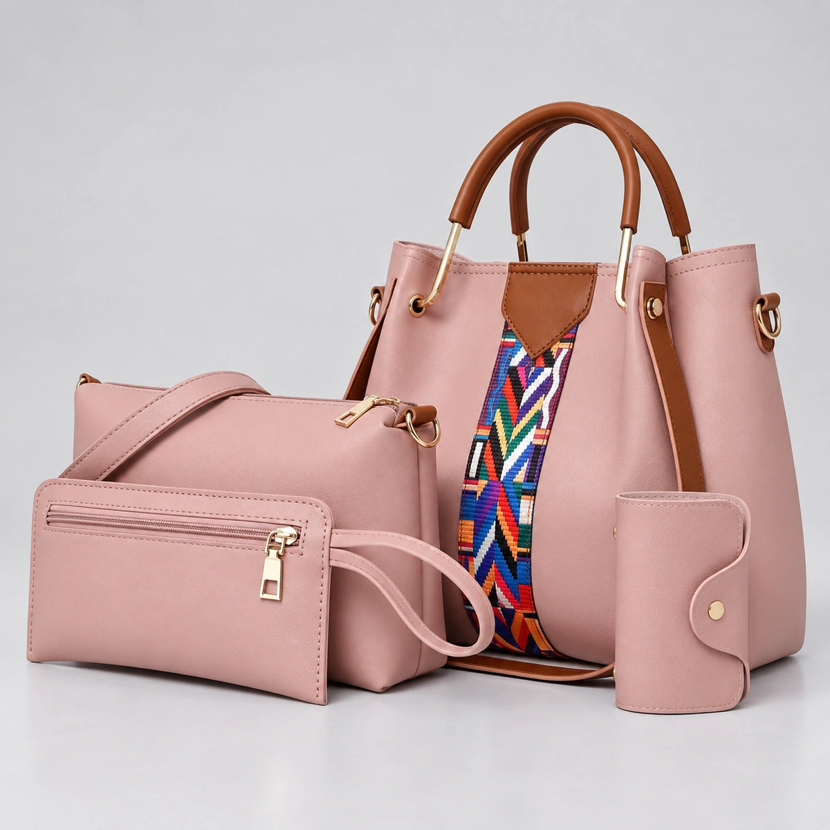 Allure | Women's 4-Piece Handbag – Tote, Crossbody, Wallet & Pouch