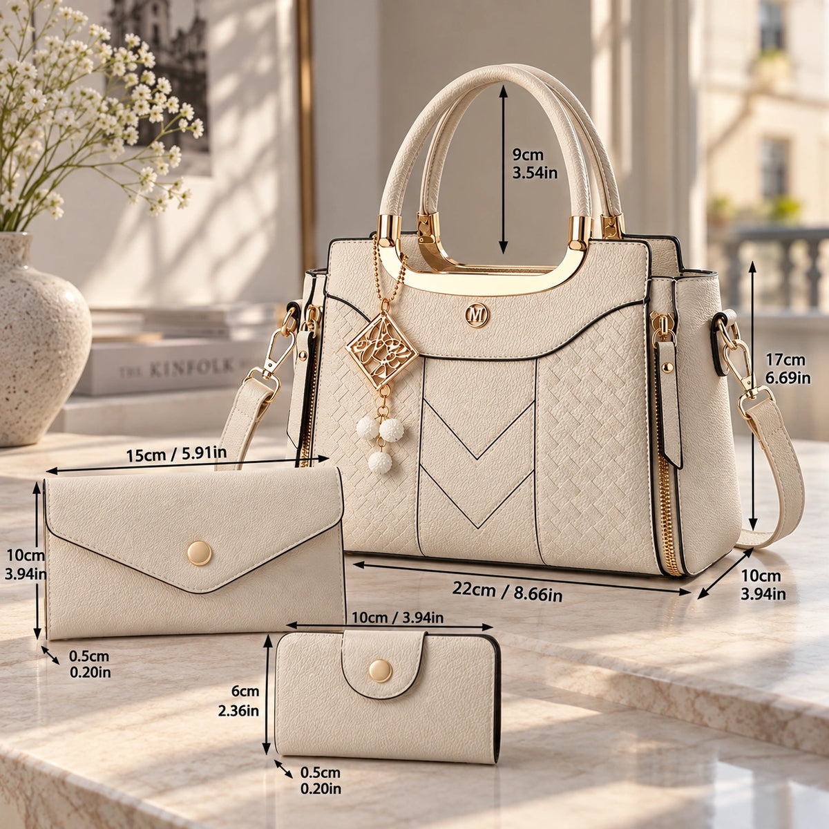Chevron | Women's 3-Piece Handbag – Tote, Wallet & Card Holder