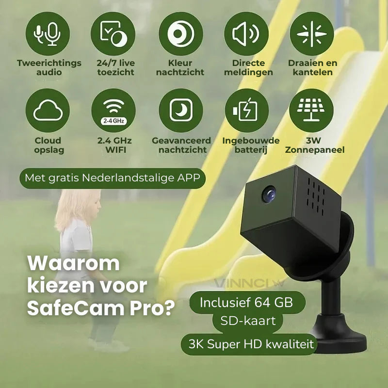 SafeCam Pro™ | Toujours protégée – même sans internet ni alimentation électrique