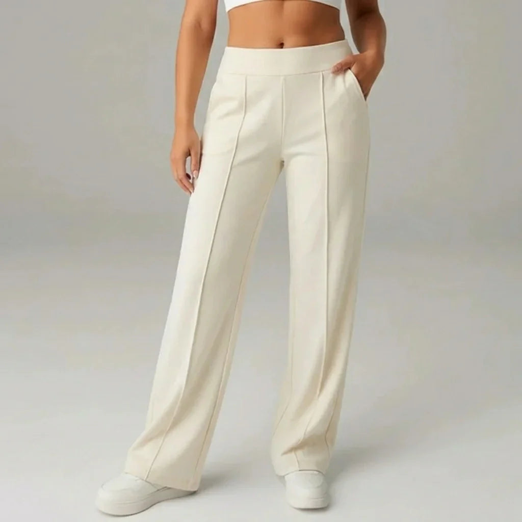 Comfortabele stretchbroek met hoge taille en wijde pijpen – SoftFlex