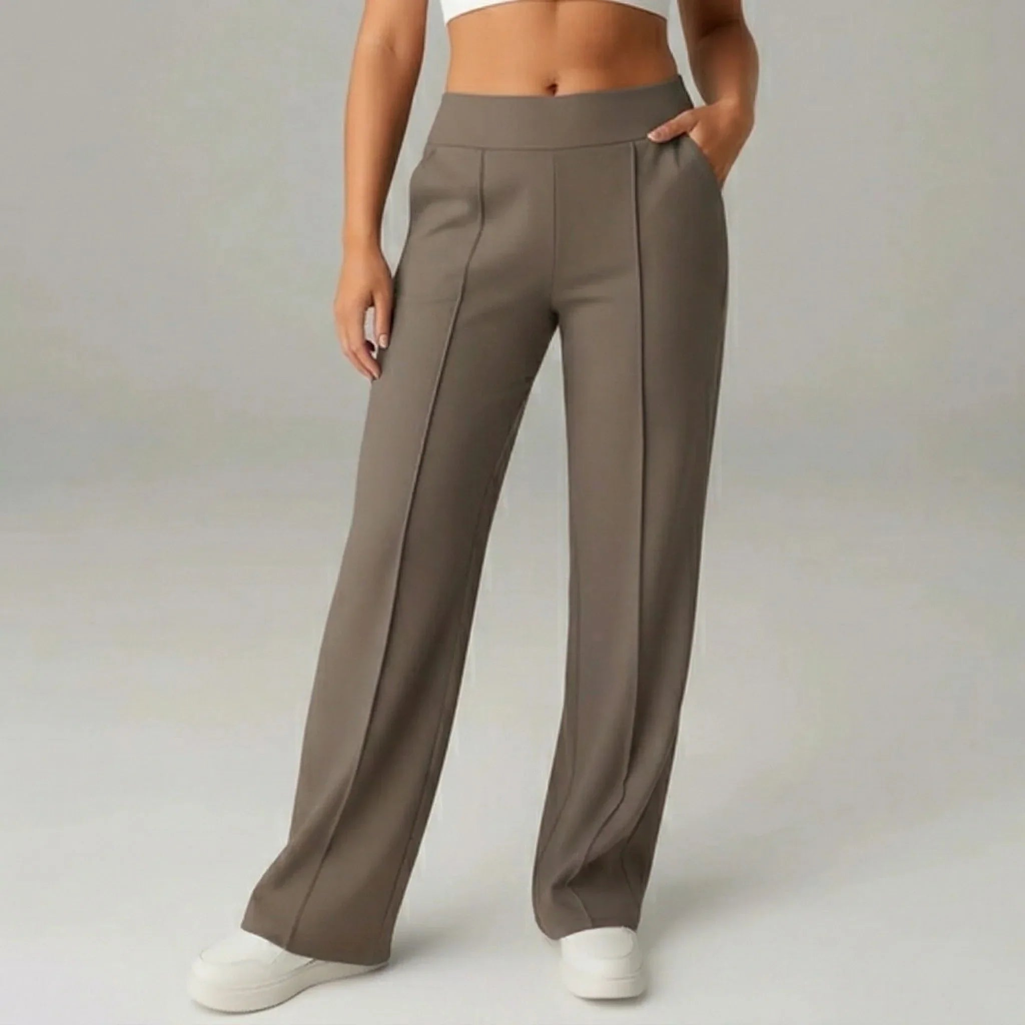 Comfortabele stretchbroek met hoge taille en wijde pijpen – SoftFlex