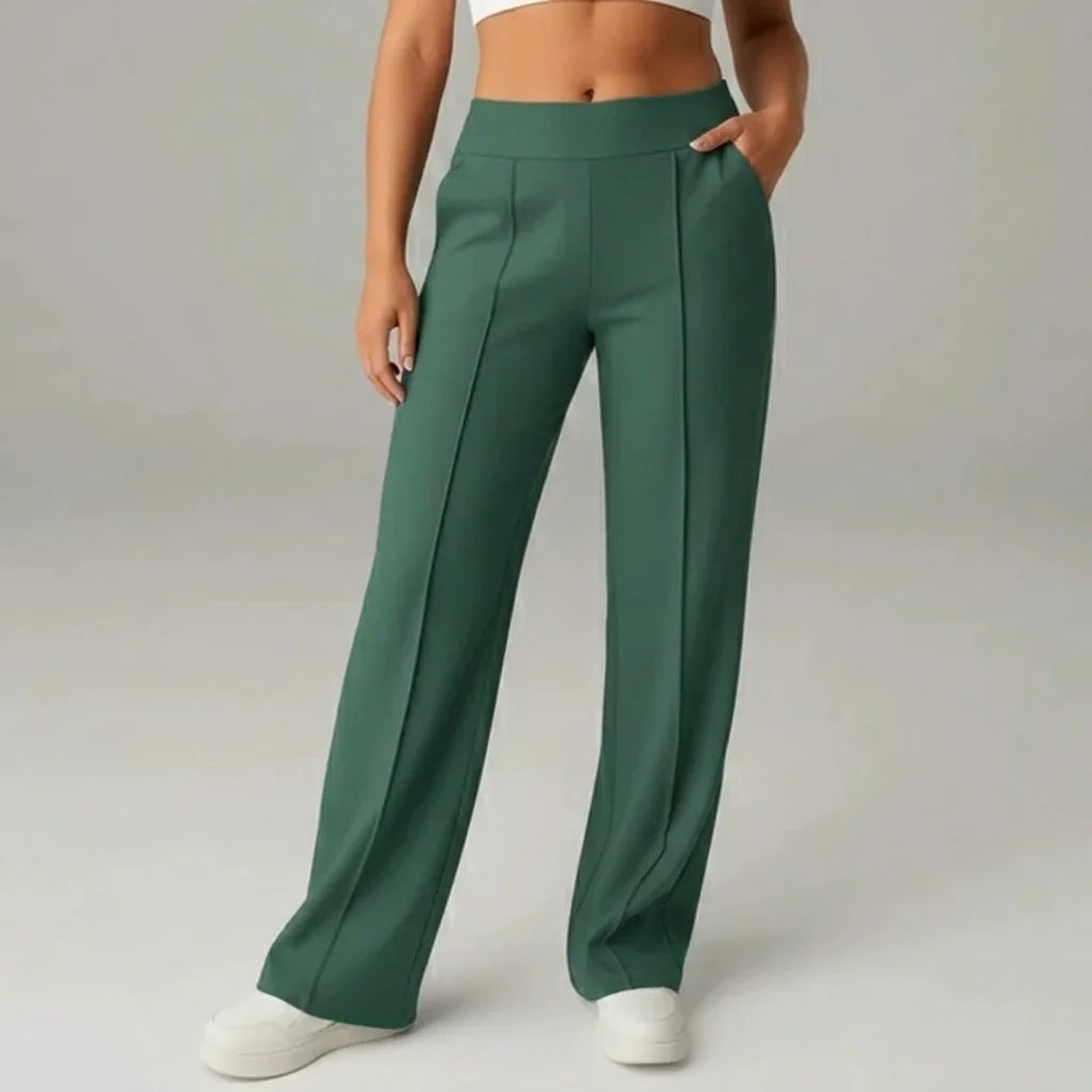 Comfortabele stretchbroek met hoge taille en wijde pijpen – SoftFlex