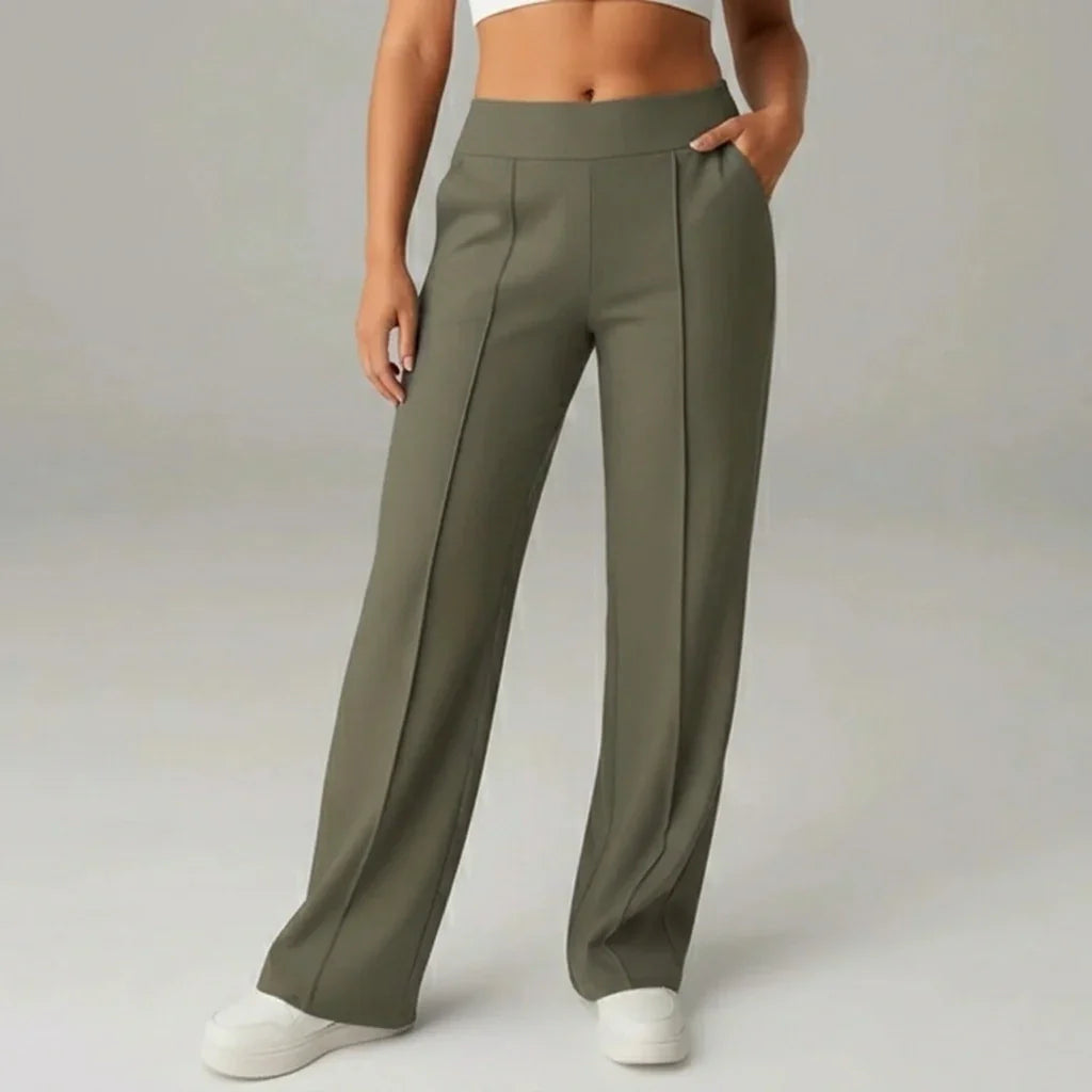 Comfortabele stretchbroek met hoge taille en wijde pijpen – SoftFlex