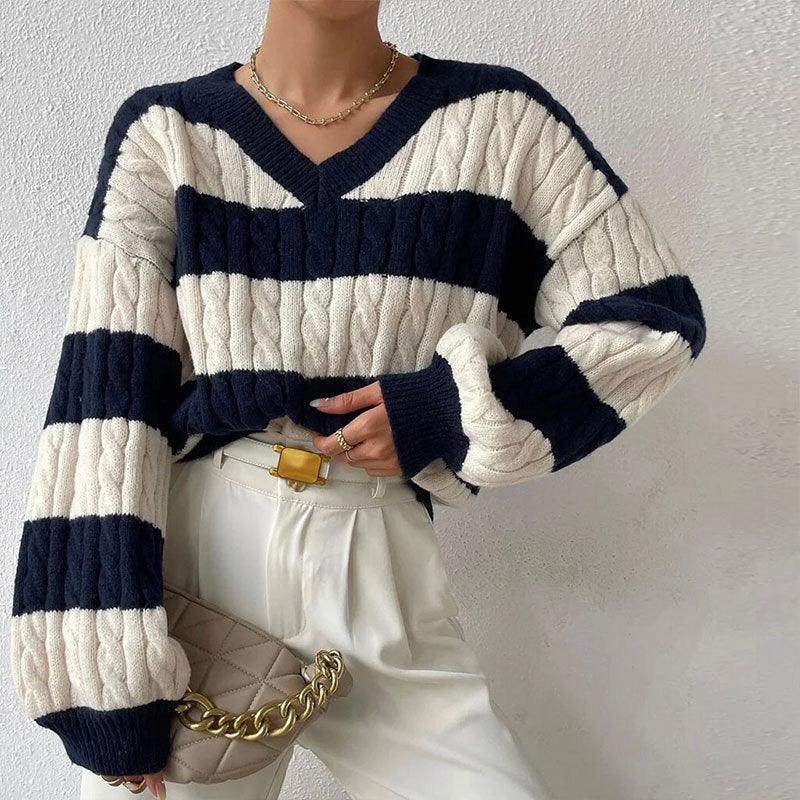 Grace dames gestreepte gebreide pullover