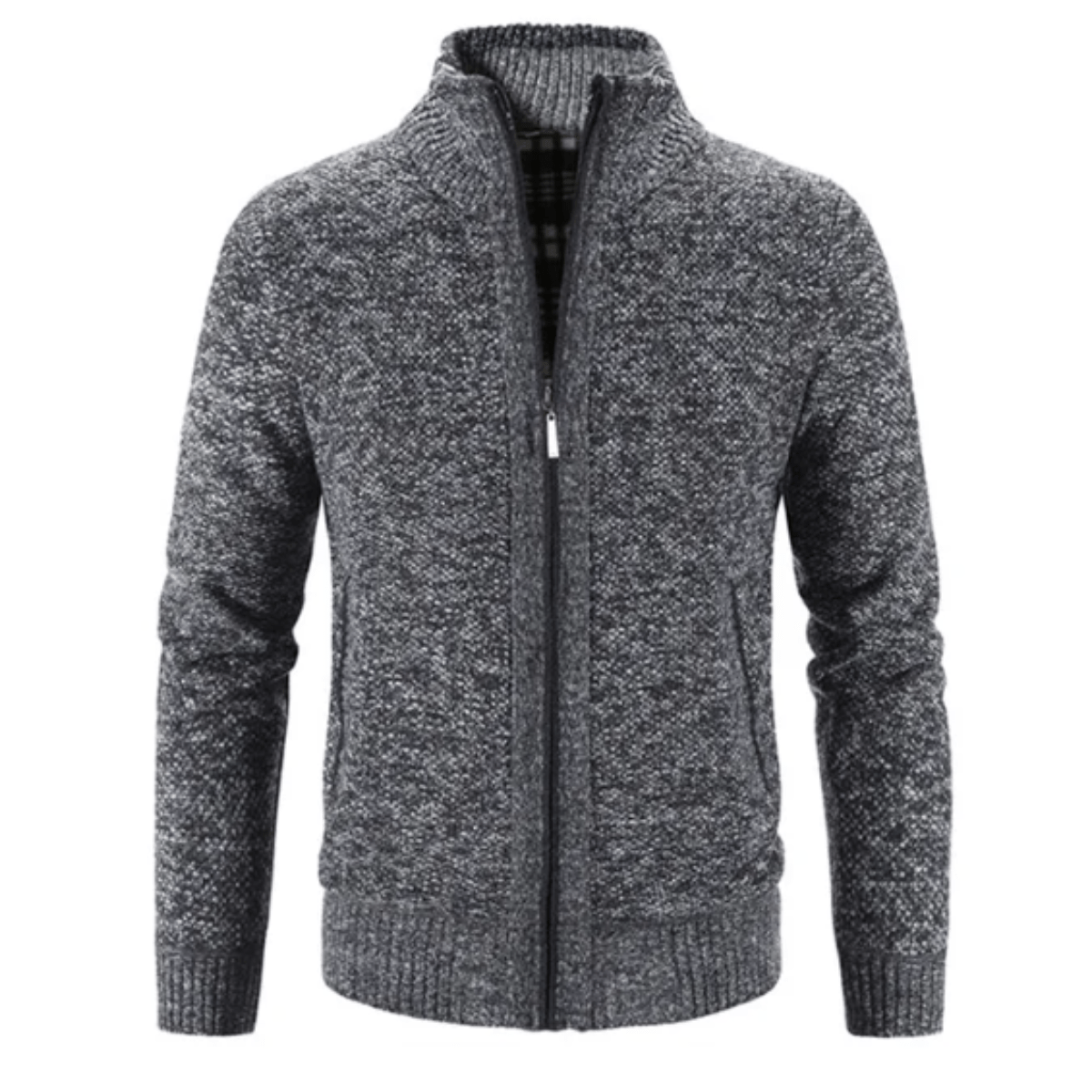 Ethan High-Collar Zip Cardigan