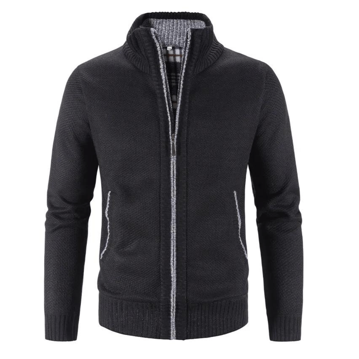 Ethan High-Collar Zip Cardigan