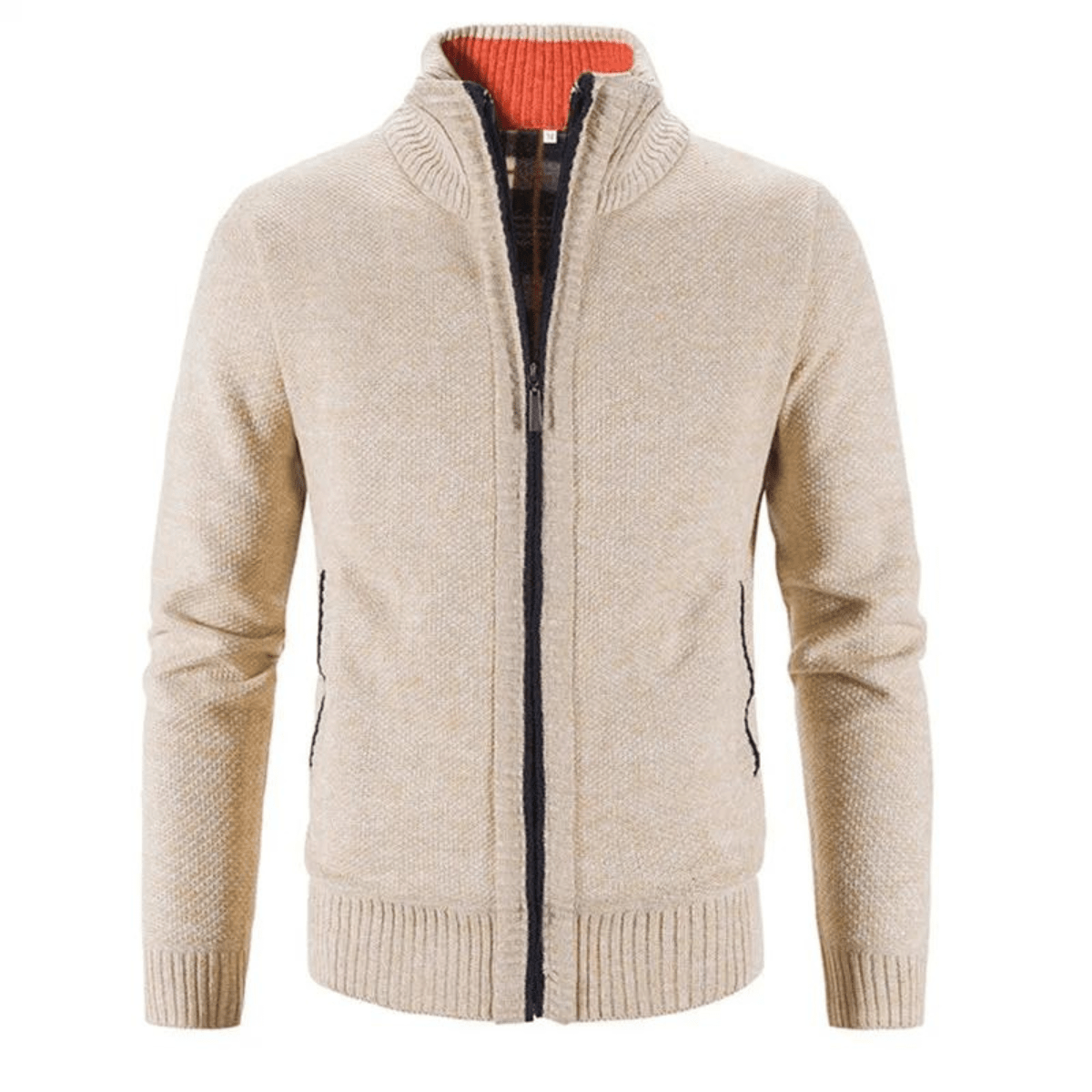 Ethan High-Collar Zip Cardigan
