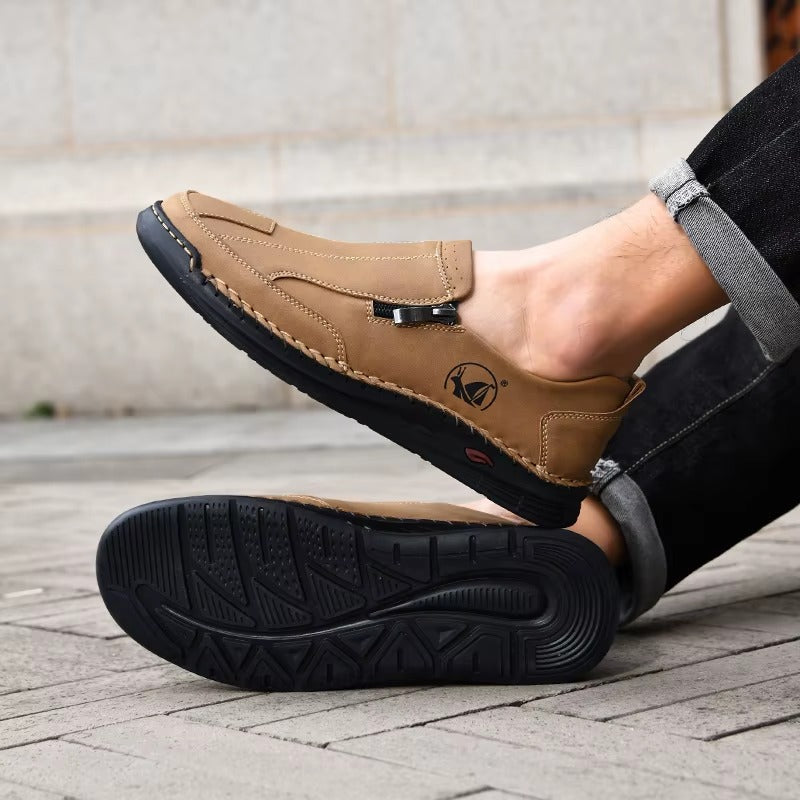 Men's Water-Resistant Slip-On Loafers with Orthopedic Support and Non-Slip Sole