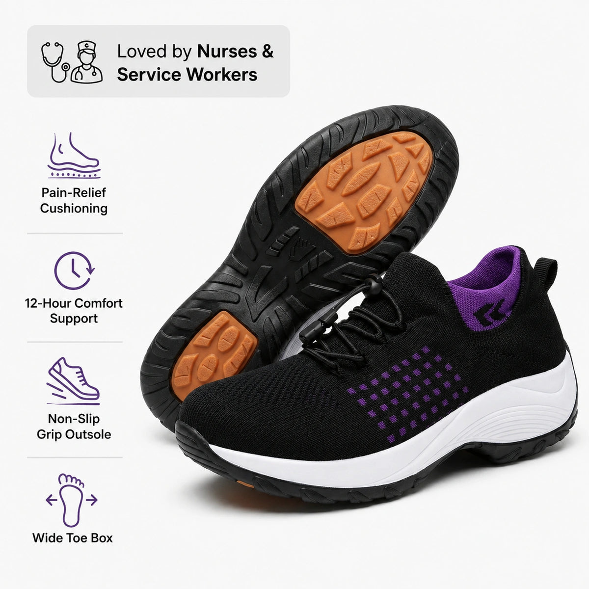 OrthoShift™ – 12-Hour Shift Shoes for Foot, Knee & Back Pain Relief