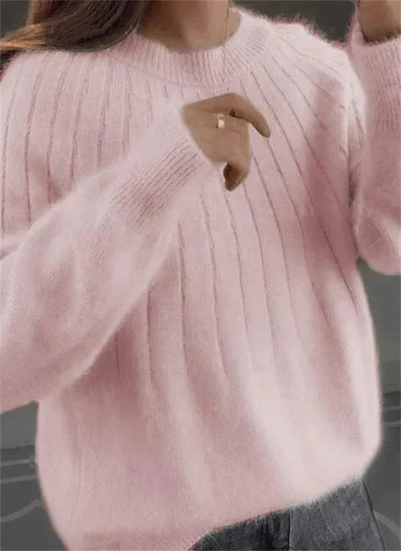 Roze dames gebreide trui