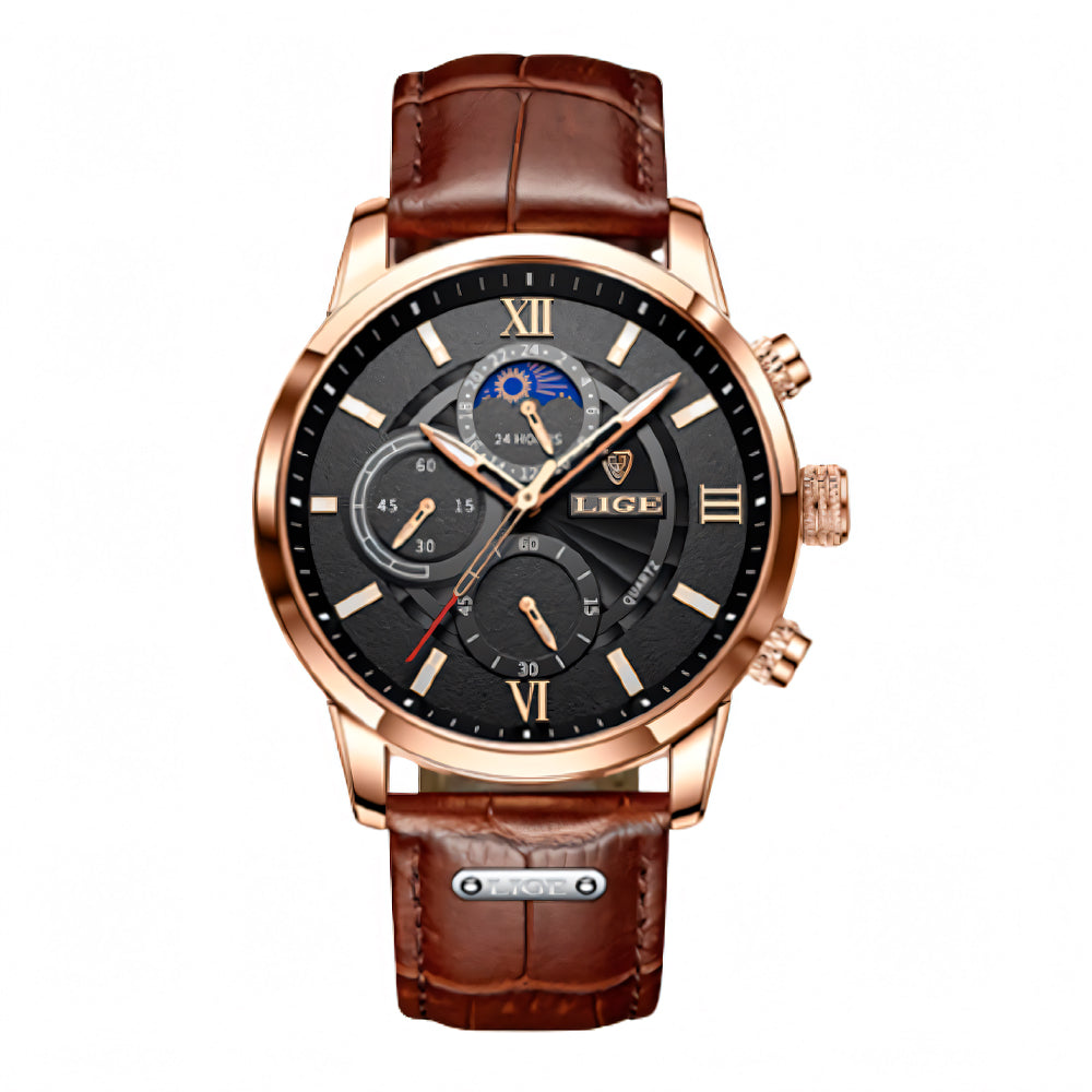 Noir Refined Leather Watch | Vinnci