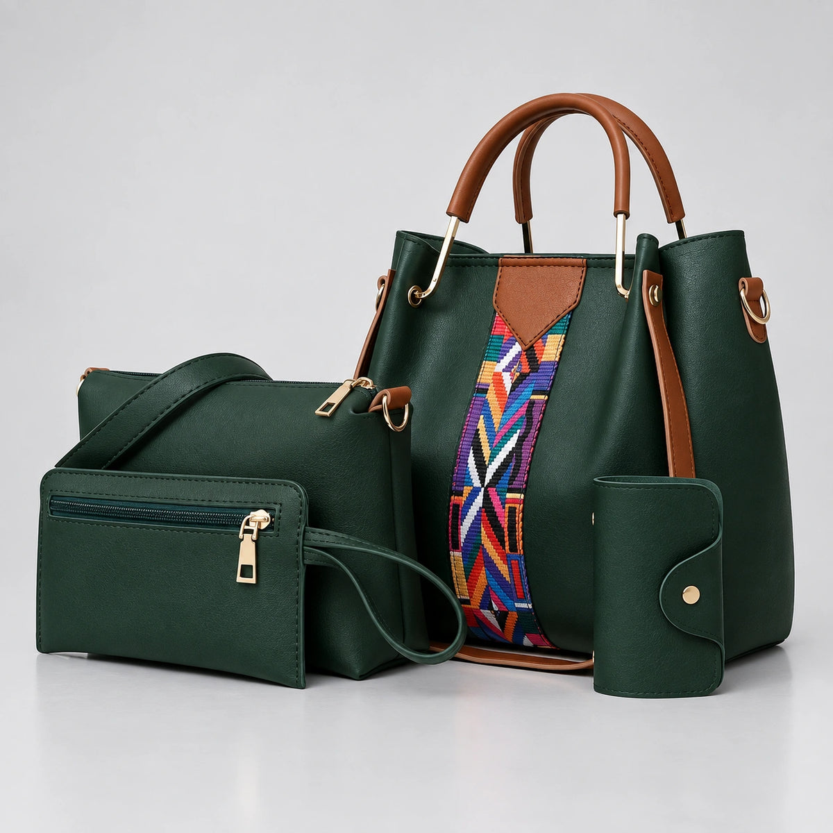 Allure | Women's 4-Piece Handbag – Tote, Crossbody, Wallet & Pouch