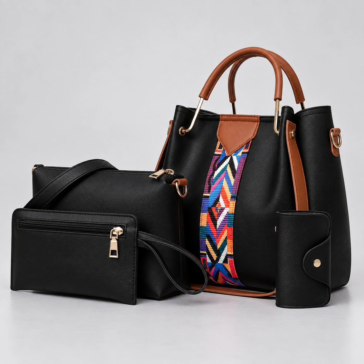 Allure | Women's 4-Piece Handbag – Tote, Crossbody, Wallet & Pouch