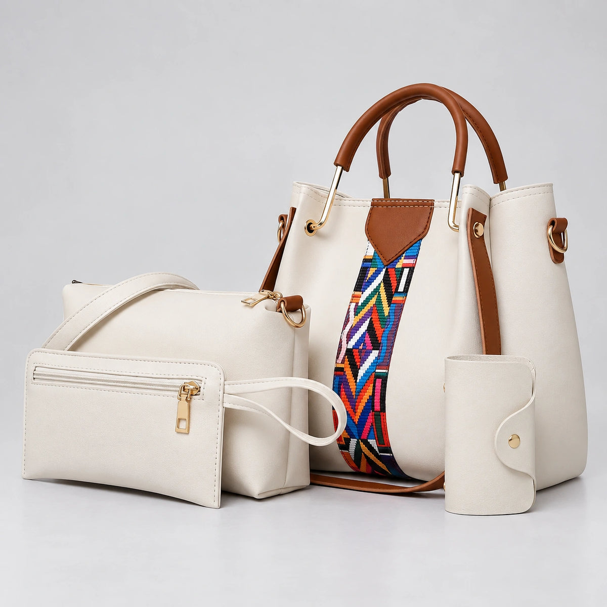 Allure | Women's 4-Piece Handbag – Tote, Crossbody, Wallet & Pouch