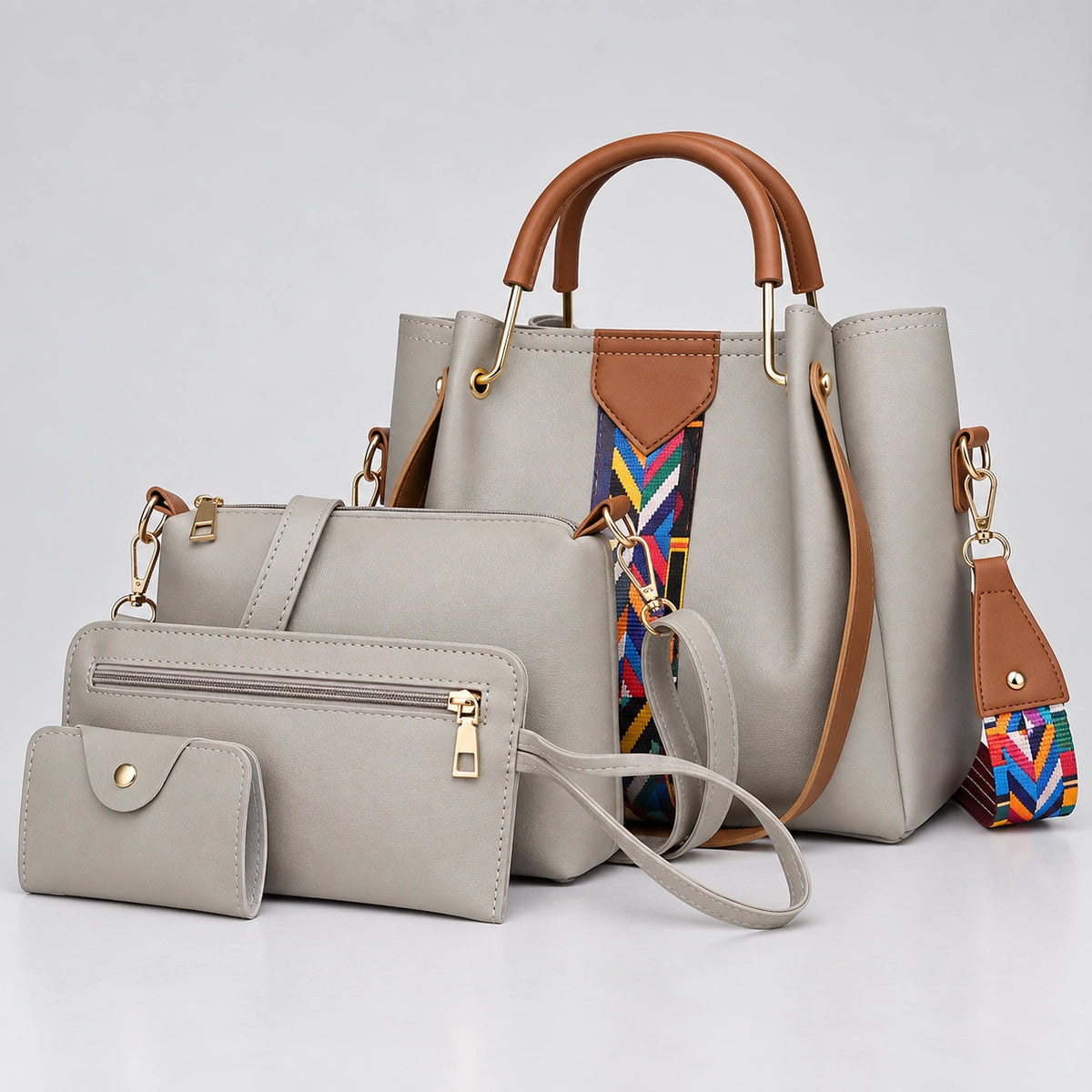 Allure | Women's 4-Piece Handbag – Tote, Crossbody, Wallet & Pouch