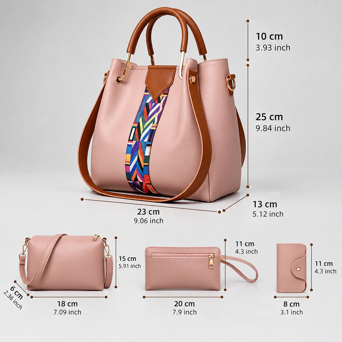 Allure | Women's 4-Piece Handbag – Tote, Crossbody, Wallet & Pouch