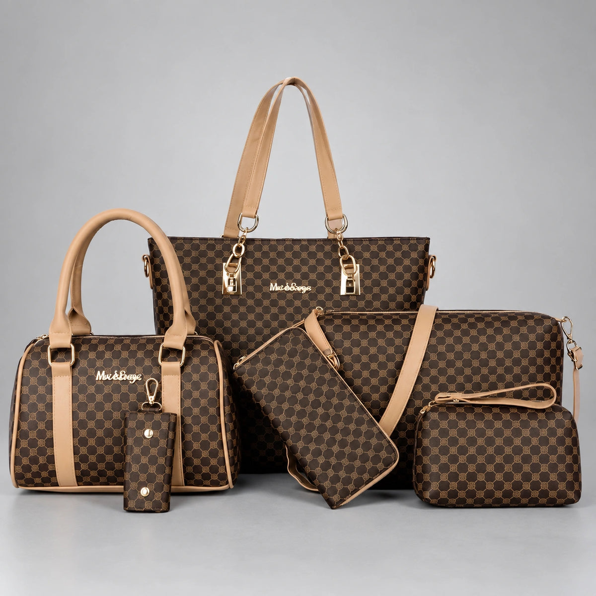 Bohème | Women's 6-Piece Handbag – Tote, Handbag, Clutch, Crossbody, Wallet & Key Case
