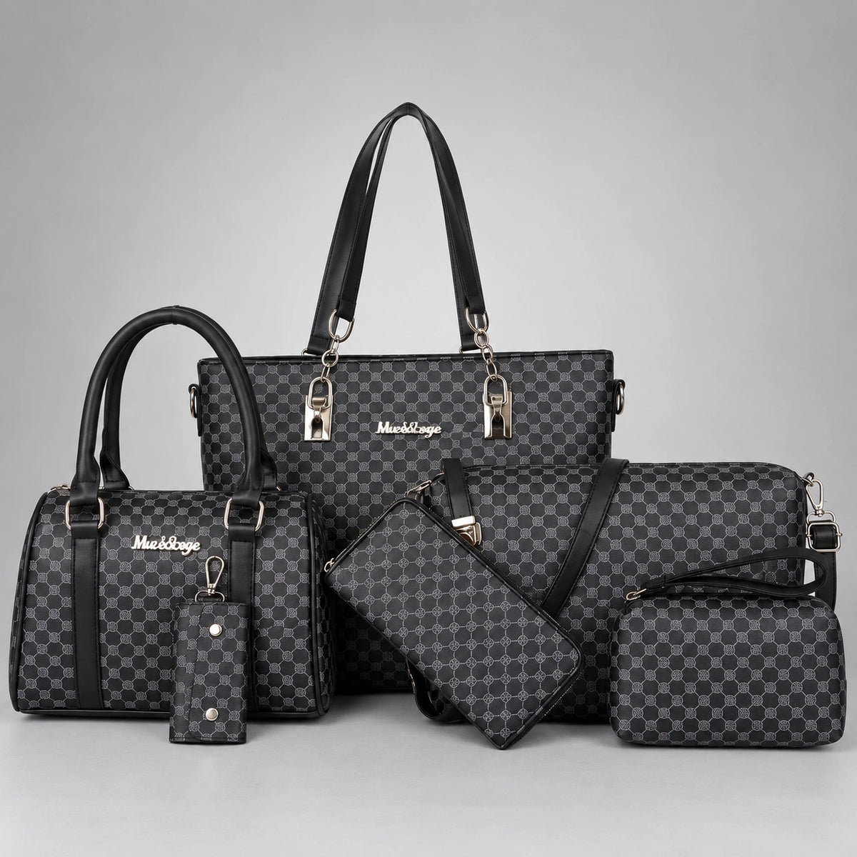 Bohème | Women's 6-Piece Handbag – Tote, Handbag, Clutch, Crossbody, Wallet & Key Case