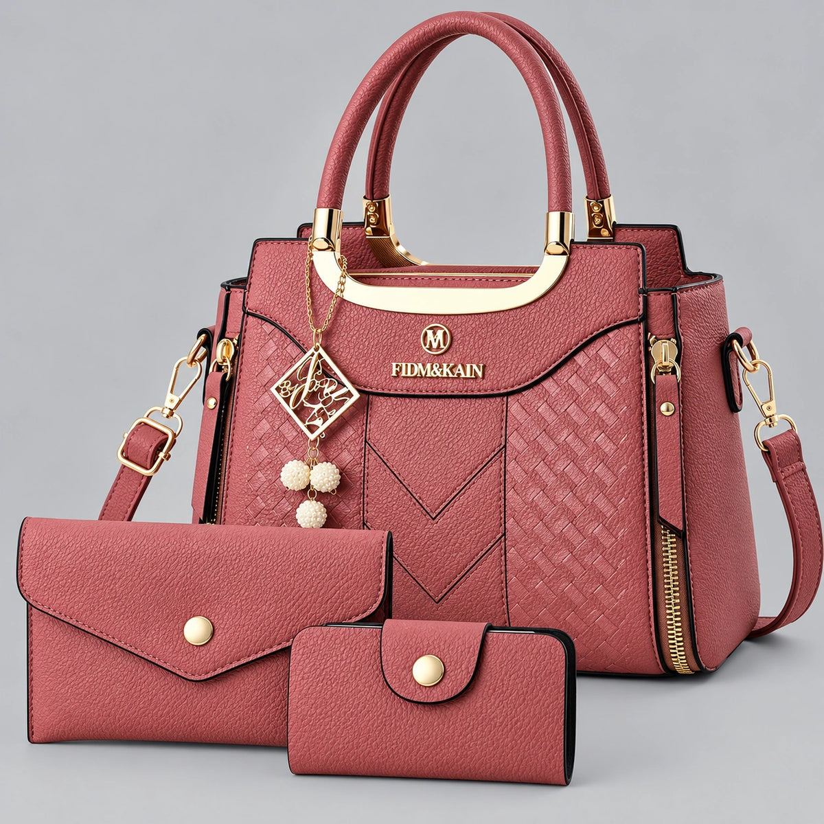 Chevron | Women's 3-Piece Handbag – Tote, Wallet & Card Holder
