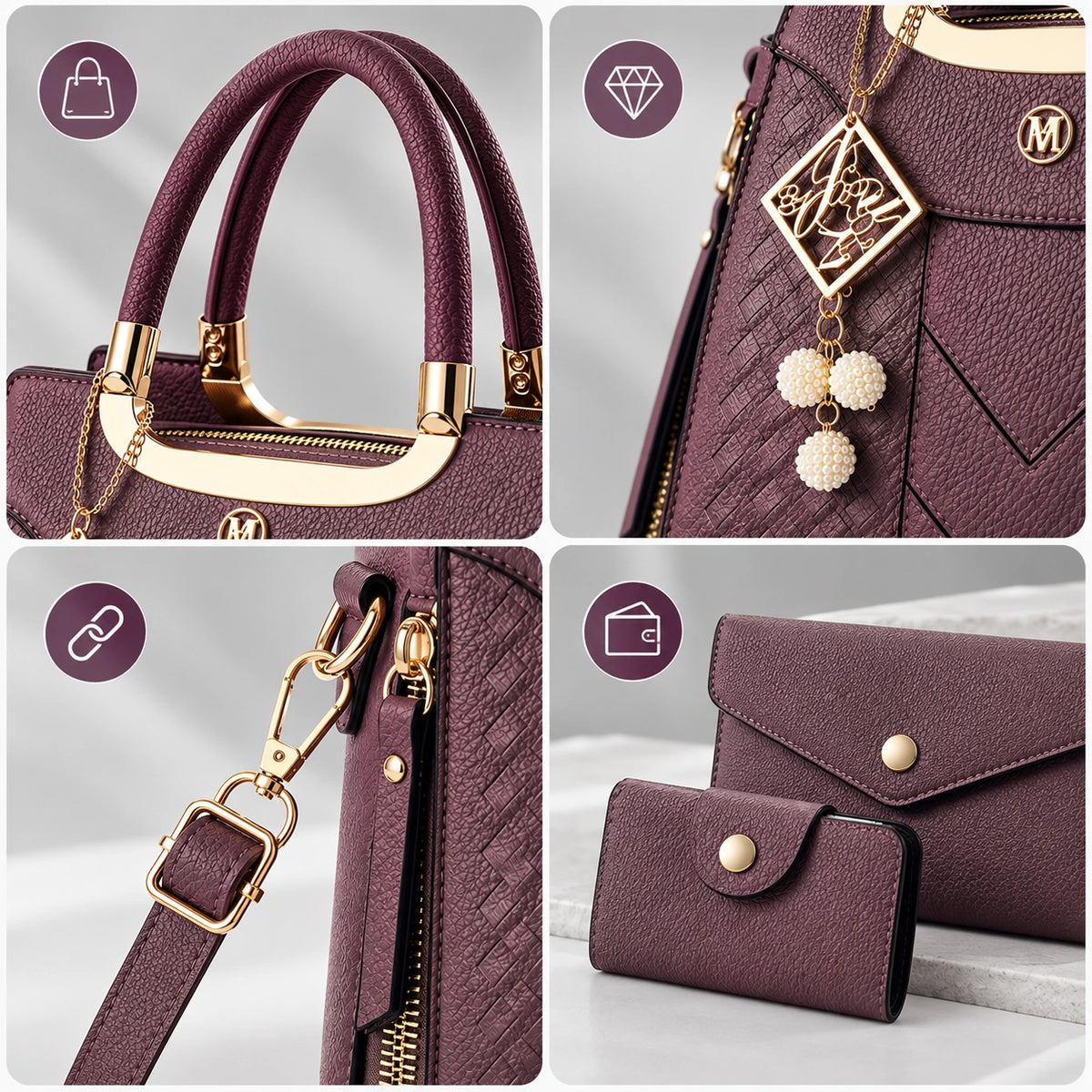 Chevron | Women's 3-Piece Handbag – Tote, Wallet & Card Holder