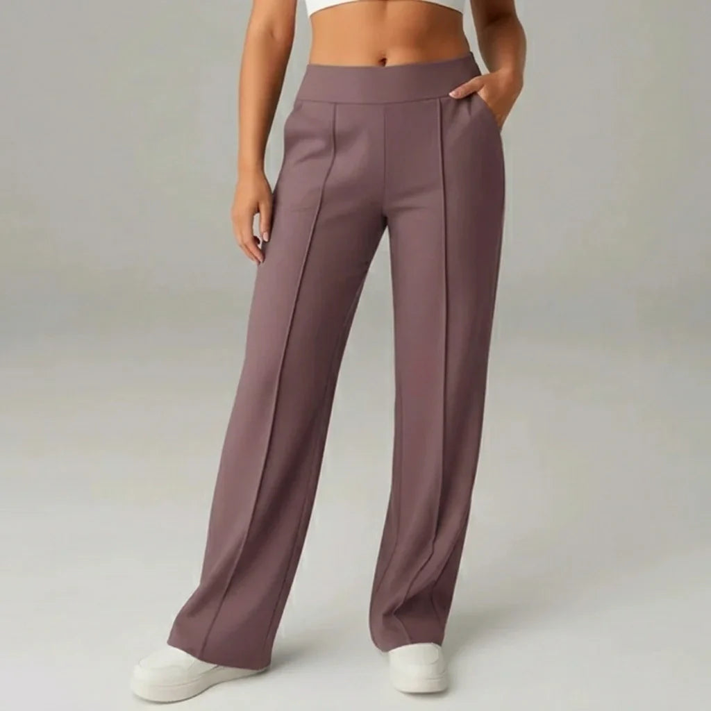 Comfortabele stretchbroek met hoge taille en wijde pijpen – SoftFlex