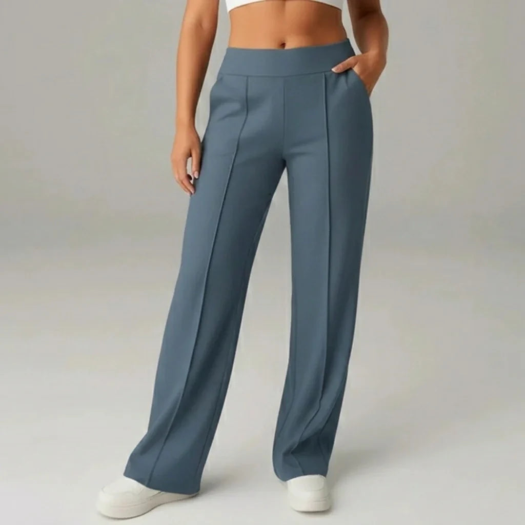 Comfortabele stretchbroek met hoge taille en wijde pijpen – SoftFlex