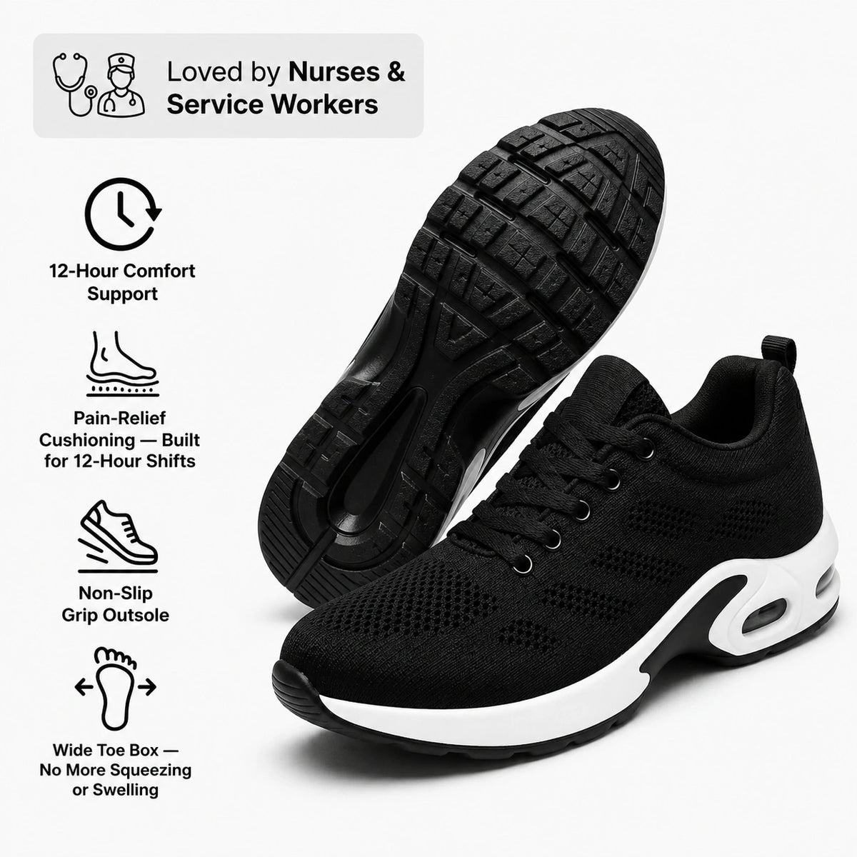OrthoWalk™ – 12-Hour Shift Shoes for Foot, Knee & Back Pain Relief