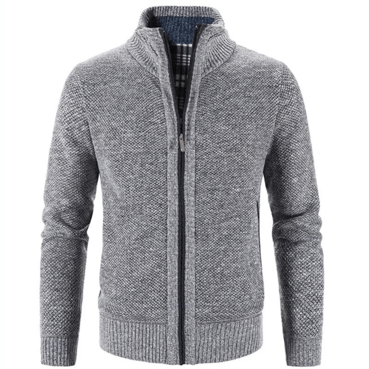 Ethan High-Collar Zip Cardigan