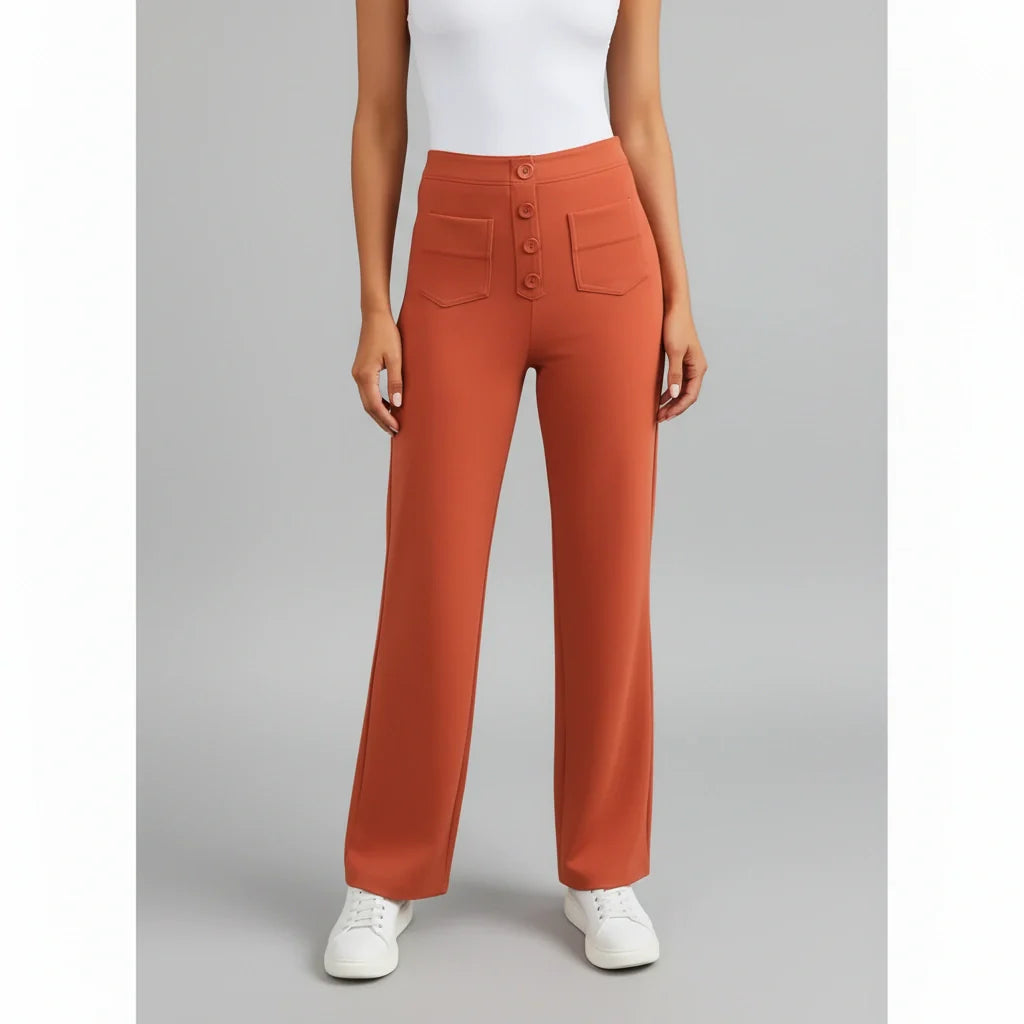 Sophie High-Waisted Stretchbroek met Zijzakken