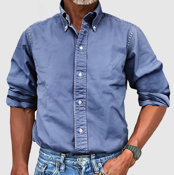 Klassiek denim casual overhemd met lange mouwen